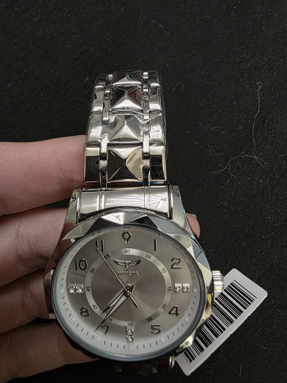 Invicta Silver Stainless Steel Men's Watch with Crystal Accents